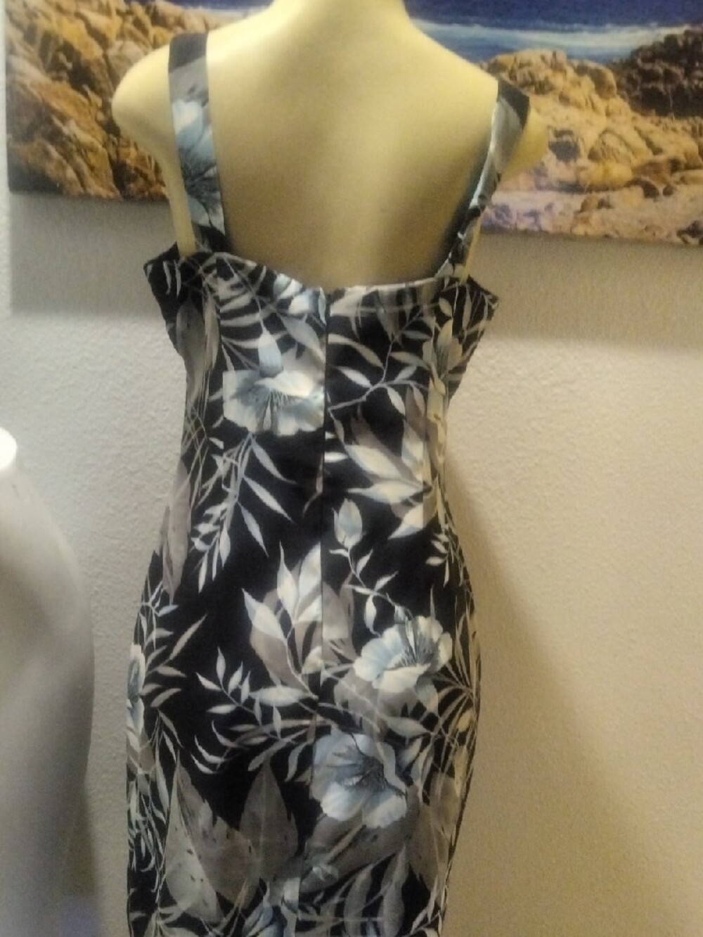 connected apparel Black Floral Sheath Dress with Black Blue Blooms - Picture 10 of 10